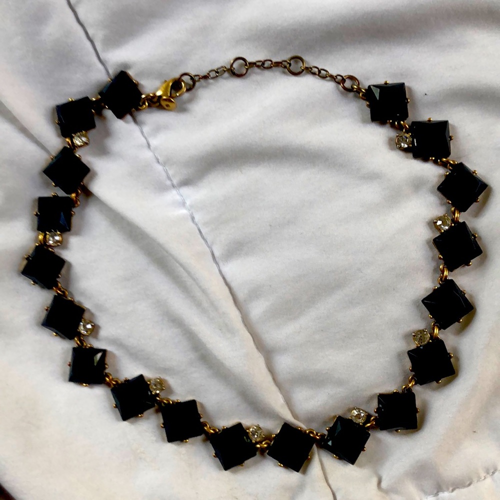 Black stone & diamond necklace